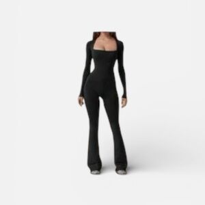 SHEIN Black Long Sleeve Jumpsuit